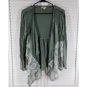 One World Green and White Pattern Cardigan - Size M